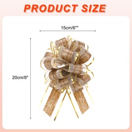 sourcing map 10pcs 6 Inch Big Pull Bow Gift Wrapping Organza Bows Vintage Ribbon Brown for Wedding Christmas Car Baskets Presents