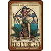 Schatzmix Tin Sign Cocktail The Tiki Bar is Open Metal