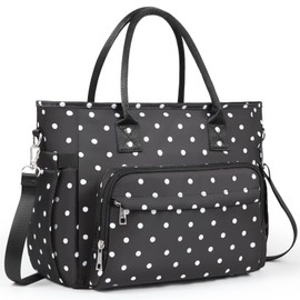 HSHRISH Lunch Bags Women, Cool Bag for Women Adults with Adjustable Shoulder Strap and Bottle Holder, Women's Lunch Bag for Work, Picnic, Camping, Beach, Black and White Spots