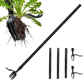 Stand Up Weed Puller Tool - Heavy Duty 4-Claw Stainless Steel Weed Remover with Adjustable Handle, No Bending or Kneeling - Effortless Garden & Lawn Weeding Tool (Dandelion, Crabgrass, Thistle)