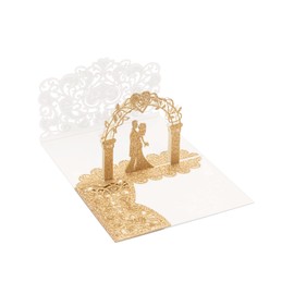 STAWINK 3D Pop Up Wedding Card for Bride and Groom - Sparkle Gold with Envelopes & Inside Pages, Engagement, Valentine's Day, Anniversary Cards for Couples