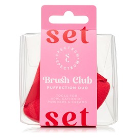 Spectrum Collections Brush Club Makeup Puffs, Soft Velour Triangle Powder Puff for Setting and Baking, Marble Rubycell Blending Sponge Make Up Puff for Blending Concealer, 2 Red and Pink Make Up Puffs