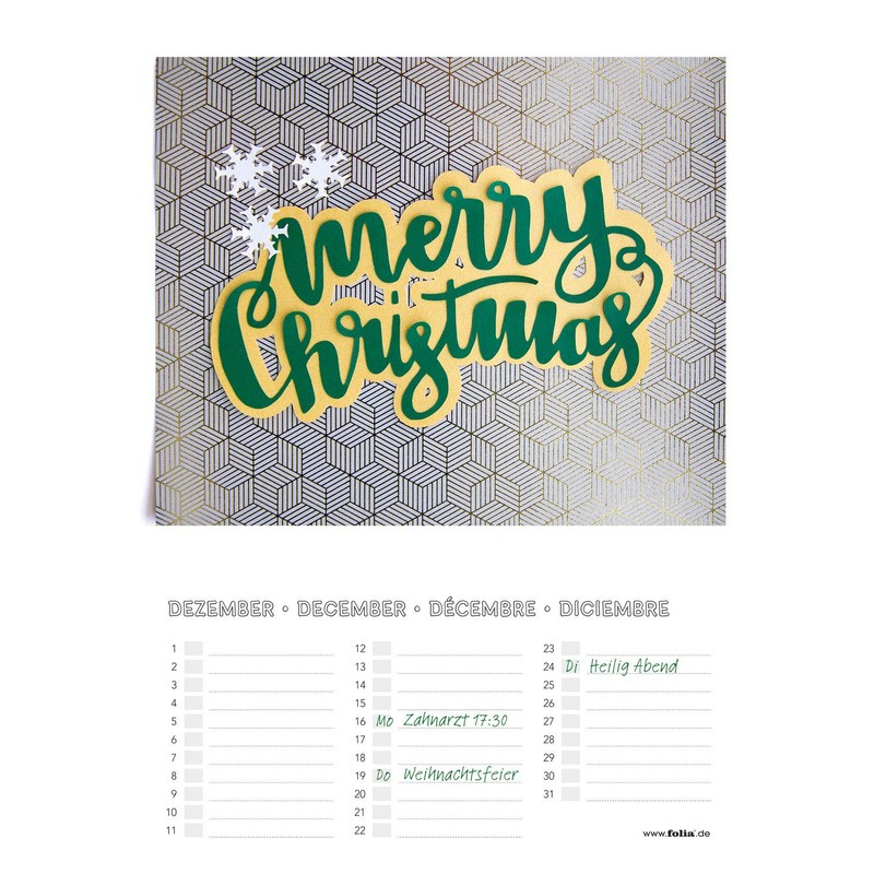 Folia Bringmann 2314 Creative Wall Calendar – White, 170 x