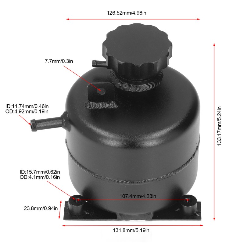 Radiator Coolant Expansion Tank 2.5L Capacity Aluminum Alloy Black Reservoir