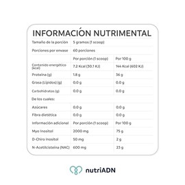 nutriADN  Myo  D-Chiro Inositol  NAC  Suplemento para Mujeres 60 Dosis  Myo Inositol, D-Chiro Inositol y Nac                                          