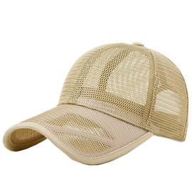 LOJAX Men's Mesh Cap, Large Size, 23.6 - 24.8 inches (60 - 63 cm), Summer, Quick Drying, Plain, Casual Mountain Climbing Baseball Cap, Unisex, beige