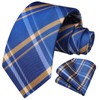 HISDERN Mens Tie Royal Blue Ties for Men with Pocket