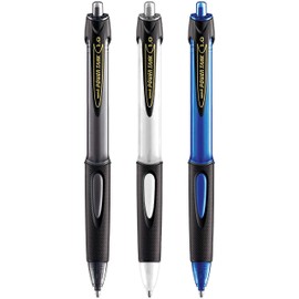 uni-ball SN-220 Power Tank Retractable Ballpoint Pen 1.0mm Black White and Blue (Pack of 3)