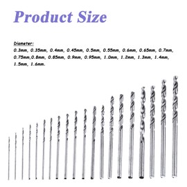 HaoTrade 20Pcs HSS Mini Micro Drill Bit Set, 0.3-1.6mm Shank Micro High Speed Steel Model Precision Drill for Electronic Assembling and Drilling Holes, Woodworking Jewelry DIY