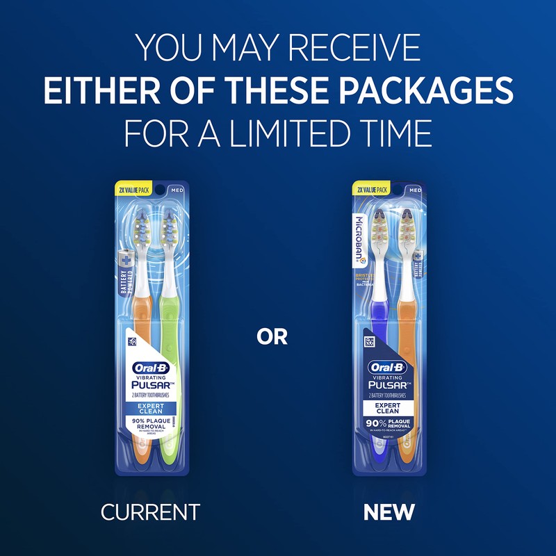 Oral-B Pulsar Expert Clean Battery Toothbrush, Medium, Tooth Brush Pack