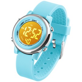 VenSten Children's Digital Sport Wrist Watch, Boys Girls Outdoor Sports Watches, LED Waterproof Electric Clock with Alarm Stopwatch - Blue, lightblue, Sports