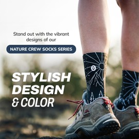 Outway Day 'N Night Crew Socks, Moisture-Wicking Athletic Calf Socks with Arch Support for Men and Women, Colorful Design, Size S/M