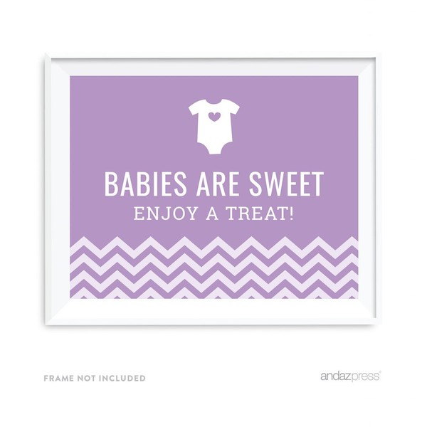 Andaz Press Lavender Chevron Girl Baby Shower Collection, Party Sign, Babies are Sweet Enjoy a Treat, 8.5x11-inch, 1-Pack, Dessert Table Sign