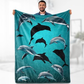 Dolphin Blanket Gifts for Women - Ocean Themed Sea Animal Lover Throw for Kids Men Adults Bedroom Living Room Decor Soft Travel Hiking Camping Birthday Christmas Lightweight Blanket 50"x60"
