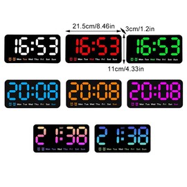 AIXXCUVQ Electronic Digital Wall Clock with Adjustable Brightness 9. Display Day of Week and Calendar ABS LED Digital Wall Clock, Style 2