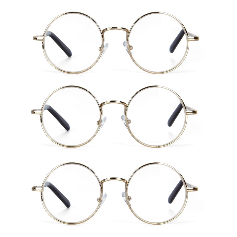 EYE ZOOM 3 Pack Metal Frame Round Reading Glasses with