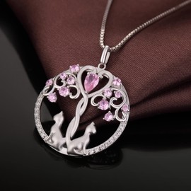 Miaofu Cat Necklace, St Christopher Necklace 925 Sterling Silver, 18K White Gold Plated Sterling Silver Cat Pendant for Women, Fashion St Christopher Jewellery, Great Gifts for Men Women, Copper,