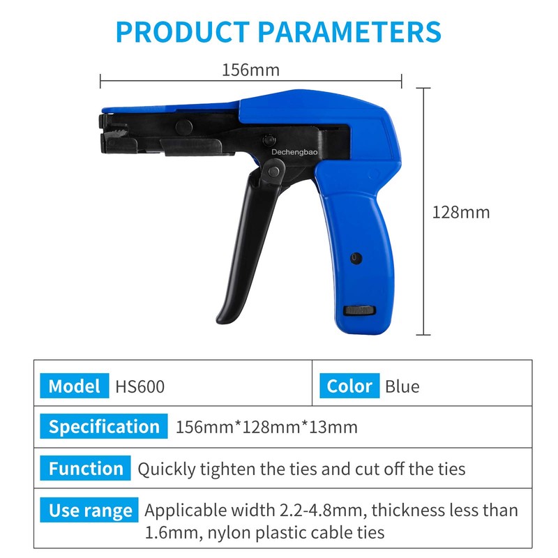 Zip Tie Install Tool ,Powerful Tension with Built-In Flush Cutter,