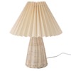 Pleated Table Lamp with Remote Control Modern Beige Fabric Shade