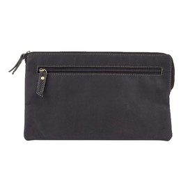 Bank Bag & Wallet Vintage Style Used Look LEAS in Real Leather Brown - Special Edition, brown, closed