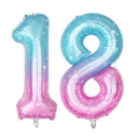 40 Inch Purple Starry Sky Number 18 Balloons, 18th Birthday Decorations for Girls, 18th Birthday Party Supplies. (Starry Sky 18)