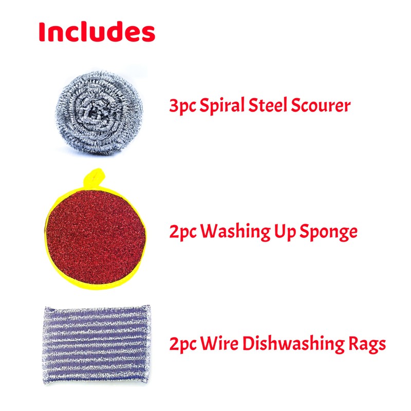 Lizzy 7pc Kitchen Sponge Scouring Pads | Reusable Cleaning Pads