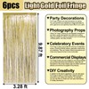 6 Pack Light Gold Foil Fringe Curtain Backdrop, 3.28Ft x