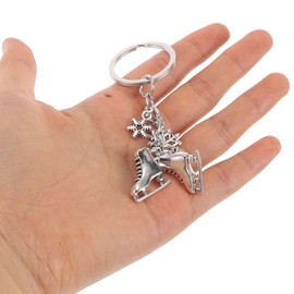 OATIPHO Ice Skate Keyring Roller Key Fob Ice Skate Key Ring Bulk Pack Snowflake Toy Ice Skate Charm Jewellery Silver Zinc Alloy, Silver x 2 pieces