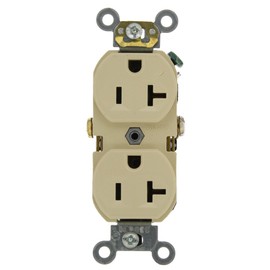 Leviton 20-Amp, 125-Volt, Narrow Body Duplex Receptacle, Straight Blade, Commercial Grade, Self Grounding, BR20-I, Ivory
