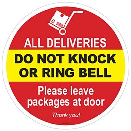 Do Not Knock or Ring The Door Bell Decal | Leave Package at Door Sign | Warning Sticker | Home Decor | Vinyl Static Cling Decal | Do Not Ring or Knock Sign | Inside Window Removable | 6 inch (1)
