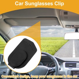 HEROFFIX Car Sunglasses Clip Magnetic Universal Sun Visor Eyeglasses Holder Clip PU Leather Black 11x7cm 1 Pcs