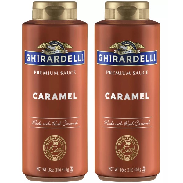 Ghirardelli Caramel Premium Sauce Pack of 2 Squeeze Bottles 32