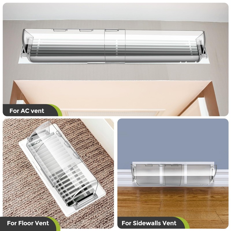 9-15.5 Inch Adjustable Air Vent Deflectors, 2 Pack Clear Magnetic