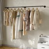Crehomfy Industrial Pipe Clothes Rack with 3 S-shaped Hooks, 72’'L