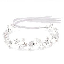 Hair Accessories Girls Children Flower Girl Headdress Headband, Princess White Flower Headdress Pearls Hair Dress, Bridal Hair Accessories Pearl Headband