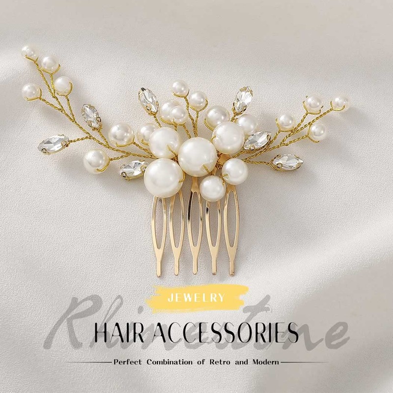 Evild Peine para el pelo de boda, con perlas y