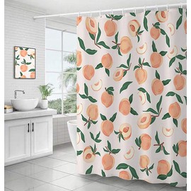 Decorative Peach Cheetah Shower Curtain 72 x 72 Inch, Bathroom Decor Peach Colored Hanging Bath Curtain with Hooks, Waterproof Fabric, Machine Washable