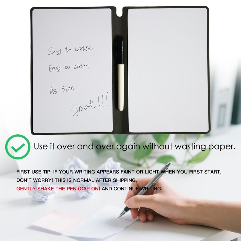 Portable Small Dry Erase Board Whiteboard Notebook Handheld, Reusable White