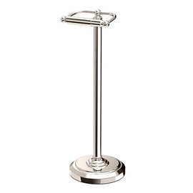 Gatco 1436PN, Freestanding Toilet Paper Holder, 22” H, Polished Nickel/Floor Standing Weighted Base Toilet Paper Holder Stand