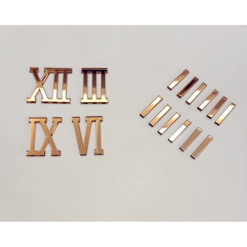 Yuxuanish Rose Gold Roman Numerals (4cm) & Dashes (3cm) for