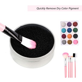 HONGECB Professional Make-Up Brush Cleaner, Quick Colour Changing for Cosmetic Brushes, Single Layer Dry Cleaning Sponge Tool, 3 Pieces Sponge with a Compact Tin for Portable Carrying