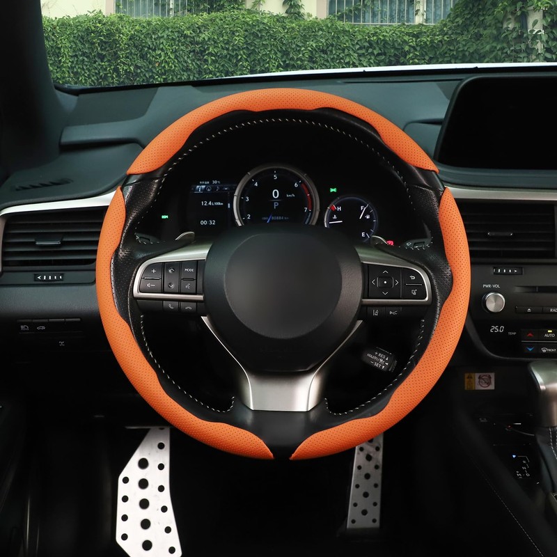 Amiss Car Nappa Leather Steering Wheel Cover, Car Interior Accessories,
