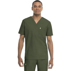 Code Happy mens Bliss W/ Certainty V-neck Scrubtop Medical Scrubs Shirt, Olive, X-Small US