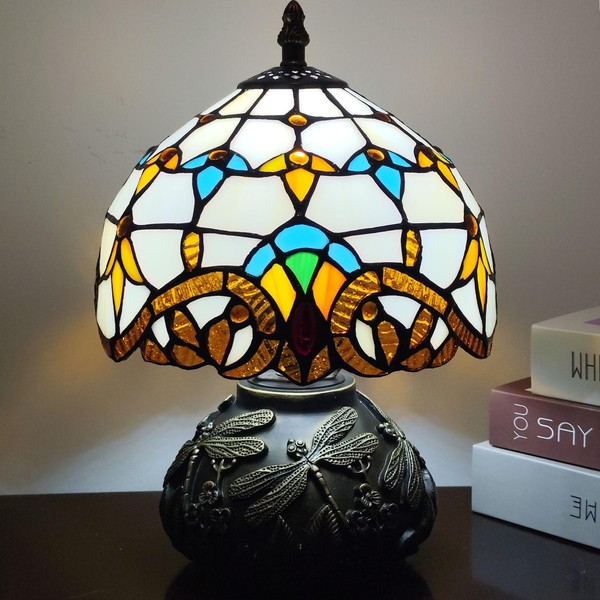 XPHMXP Small Tiffany Lamp Tiffany Style Handmade Bedside Table Night