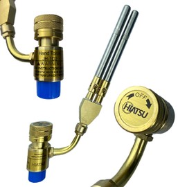 HIATSU Double Flame Jet Turbo Torch Head - High Output Heavy Duty Propane Torch Head for Brazing and Soldering - Stainless Steel and Brass Construction Torch Head - 360° Rotating Shaft