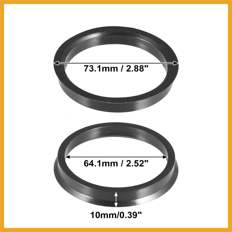 Partuto 2pcs Plastic 73.1mm to 64.1mm Car Centric Rings Wheel