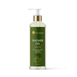 LIVE NATURAL Sunflower & Coconut Shower Gel, Luxurious Moisturizing Cleanser with Botanical Extracts, Sulfate Free.