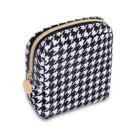 UIXIZQ Waterproof Mini Makeup Bag Pouch for Purse,Small Cosmetic Travel Bag Nylon Toiletry Organizers Bag for Women Girls,Cute Zipper Pouch Coin Purse Preppy Storage Bag for Work(Mini-Houndstooth)