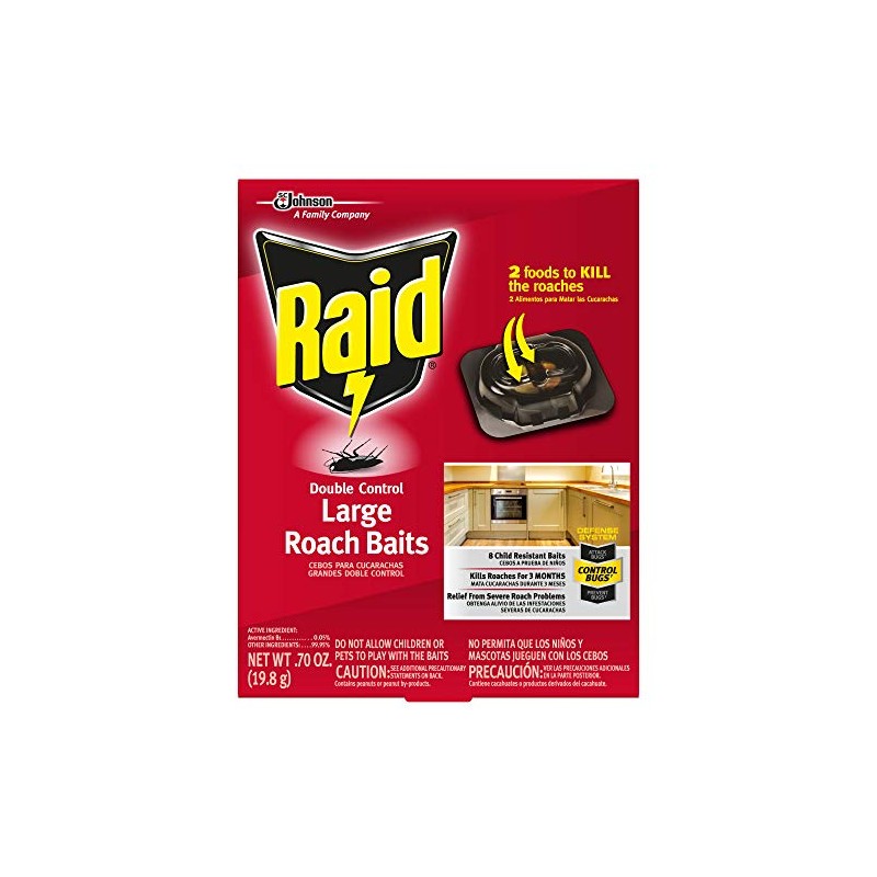 Raid Double Control Large Roach Baits, For Indoor Use, Kills