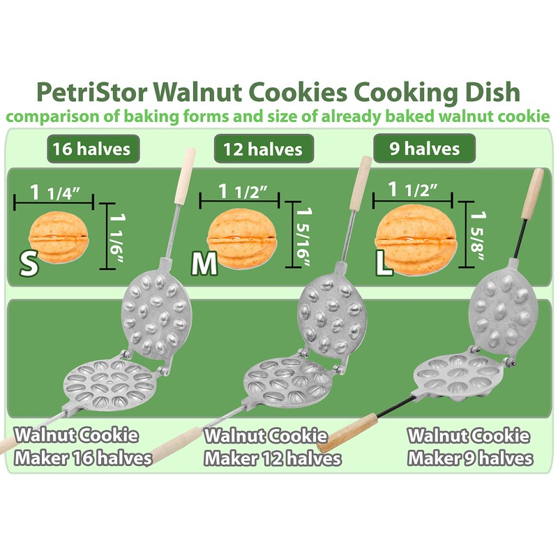 PetriStor Walnut Cookie Mold Maker 16 nut Oreshki Mold Maker